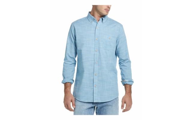  Vintage Men’s Crosshatch Woven Shirt, Blue, XX-Large