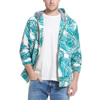Weatherproof Vintage Men’s Leaf Print Nylon Jacket, Green, 2XL