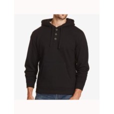 Weatherproof Vintage Men’s Textured Henley Hoodie (Black, M)