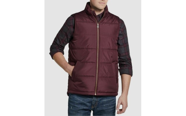  Vintage Men’s Zip-Front Vest, Red, Small