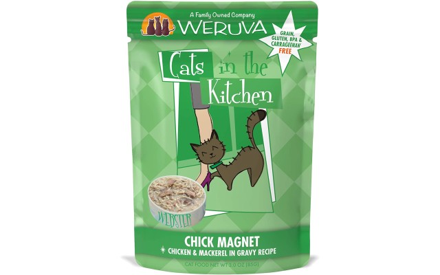  Cats in the Kitchen Grain-Free Natural Wet Cat Food Pouches, Chick Magnet, Pack of 8