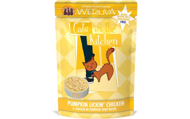  Cats in the Kitchen Grain-Free Natural Wet Cat Food Pouches, Pumpkin Lickin' Chicken, Pack of 8