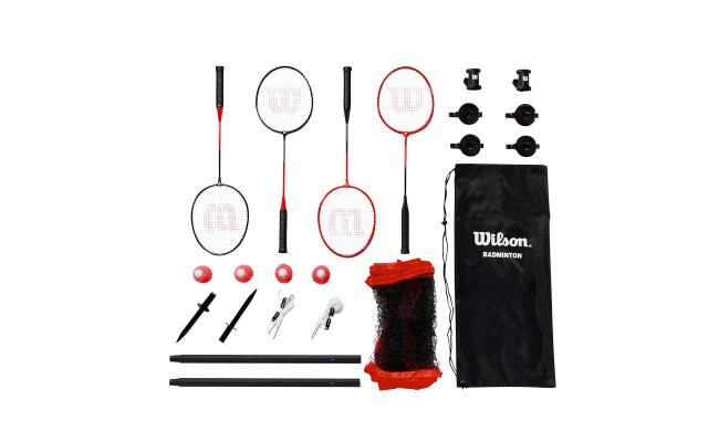 Outdoor Badminton Kit Infrared Shuttlecocks 4 Hypersteel Racquets 4 Shuttlecocks 20 ft Ağ  Carrying Bag – Red