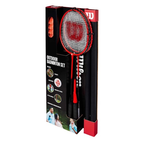  Outdoor Badminton Kit Infrared Shuttlecocks 4 Hypersteel Racquets 4 Shuttlecocks 20 ft Ağ  Carrying Bag – Red