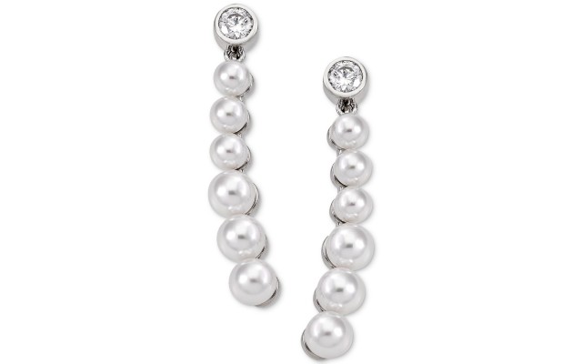 Women’s  Simulated Pearl & Cubic Zirconia Drop Earrings