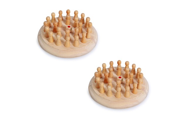 Wooden Memory Chess for Cognitive Development of Toddlers, Montessori Education Sensory Learning with Board Games for Preschool Children, Kindergarten Teaching Aids, Pack Of 2