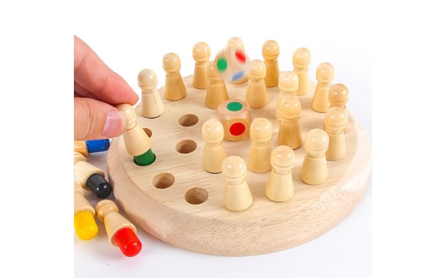 Wooden Memory Chess for Cognitive Development of Toddlers, Montessori Education Sensory Learning with Board Games for Preschool Children, Kindergarten Teaching Aids