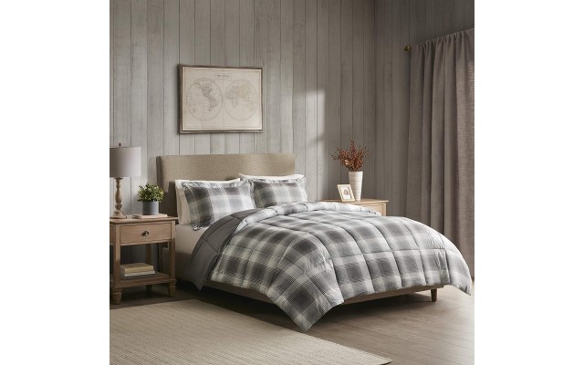 Woodsman Reversible 3-Pc. Comforter Set (Gray, Full/Queen)
