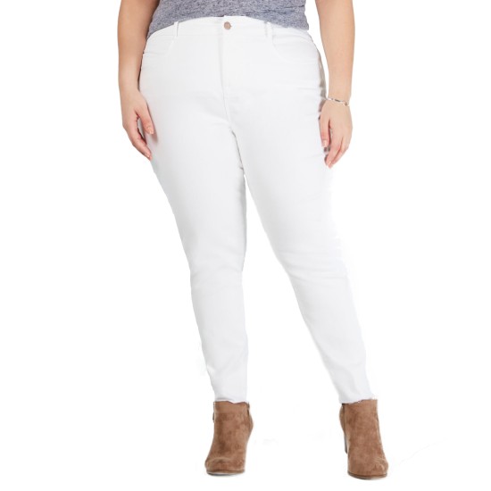 Ysj Plus Size Colored Raw-Hem Skinny Jeans 18W – Natural