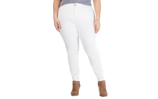 Ysj Plus Size Colored Raw-Hem Skinny Jeans 18W – Natural