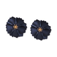 ZENZII 18k Gold-Plated Suede-Painted Flower Stud Earrings