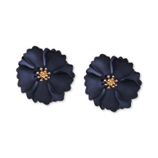 ZENZII 18k Gold-Plated Suede-Painted Flower Stud Earrings
