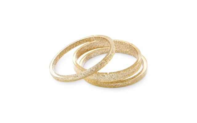  3-Pc. Set Glitter Resin Bangle Bracelets (Gold)