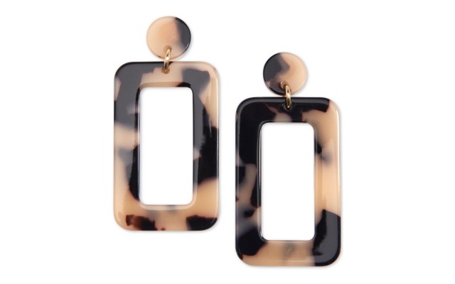  Gold-Tone Acetate Cutout Drop Earrings, Beige