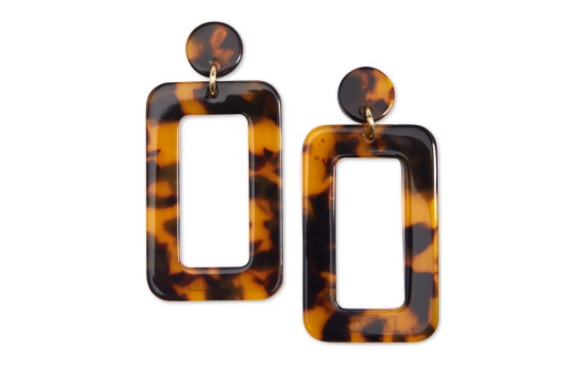  Gold-Tone Acetate Cutout Drop Earrings, Brown