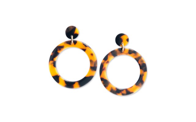  Gold-Tone Acetate Tortoise Shell-Look Drop Earrings (Brown)