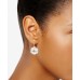  Gold-Tone Painted Flower Drop Earrings