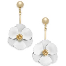ZENZII Gold-Tone Painted Flower Drop Earrings