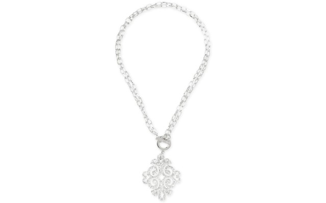  Silver-Tone & Glitter Resin Pendant Necklace (36)