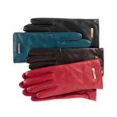 Calvin Klein Leather Gloves, Red, Small