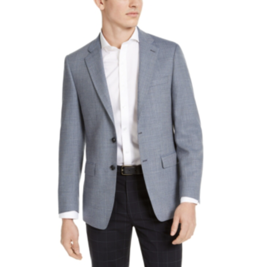  Mens Slim-fit Wool Sport Coat (White/Blue, 40 T)