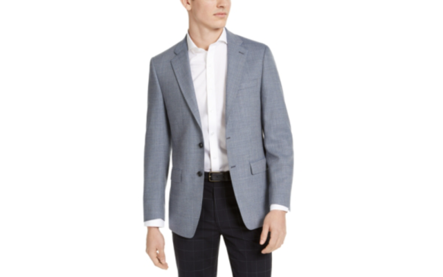  Mens Slim-fit Wool Sport Coat (White/Blue, 40 T)