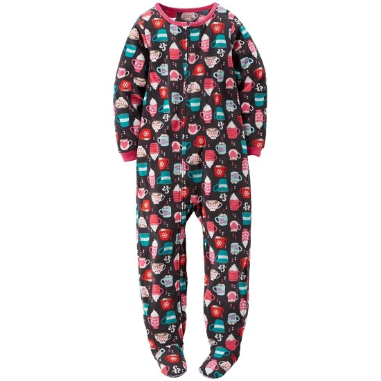Carter’s Big-girls’ 1 Pc Fleece Footed Blanket Sleeper Pajamas (4, Chocolate)