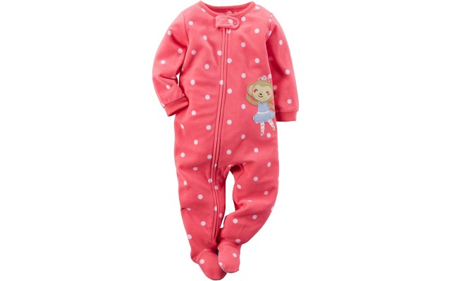 Carter’s Little Girls Monkey Micro-Fleece Sleeper (Pink Polka Dot Monkey, 3T)