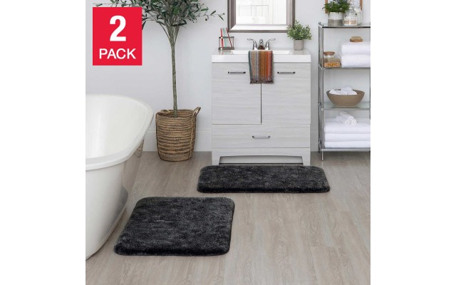  Bath Mat, Skid Resistant Backing 2-pack, Dark Gray