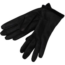 Charter Club Faux Fur Lined Leather Gloves Black M