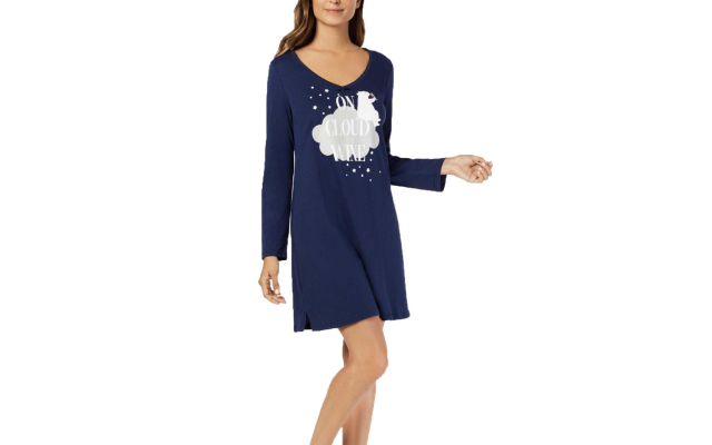  Graphic-Print Sleepshirt (Navy, 2XL)