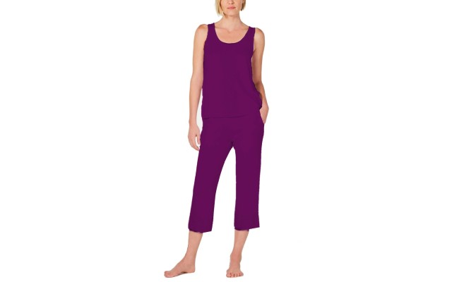  Plus Size Lace-Trim 2pc Pajama Set (Purple Sage, 3X)
