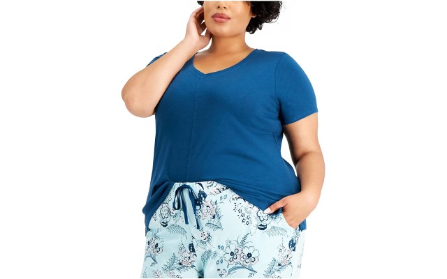  Plus Size Pajama Top, Teal, 2X