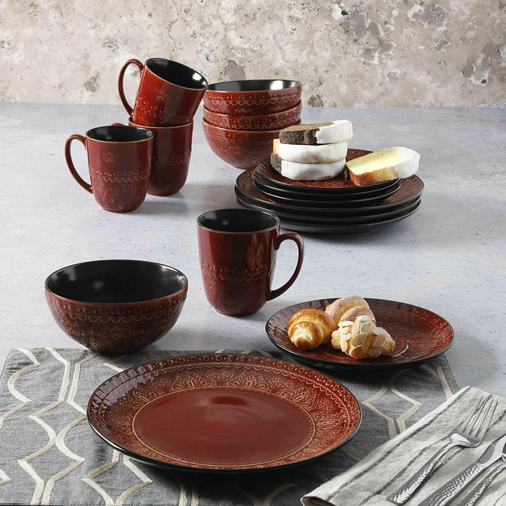 Gibson Elite Milanto Durable Stoneware Glazed 16 Piece Dinnerware Set