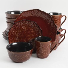 Gibson Elite Portina 16 Piece Dinnerware Set – Rust