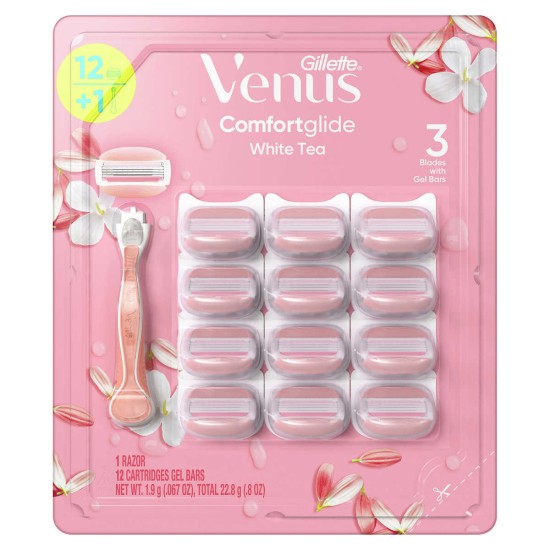  Venus ComfortGlide White Tea Razor Refills, 12-count