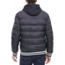  Men’s Varsity Puffer Jacket With Hood (Black, XX-Large)