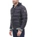  Men’s Varsity Puffer Jacket With Hood (Black, XX-Large)
