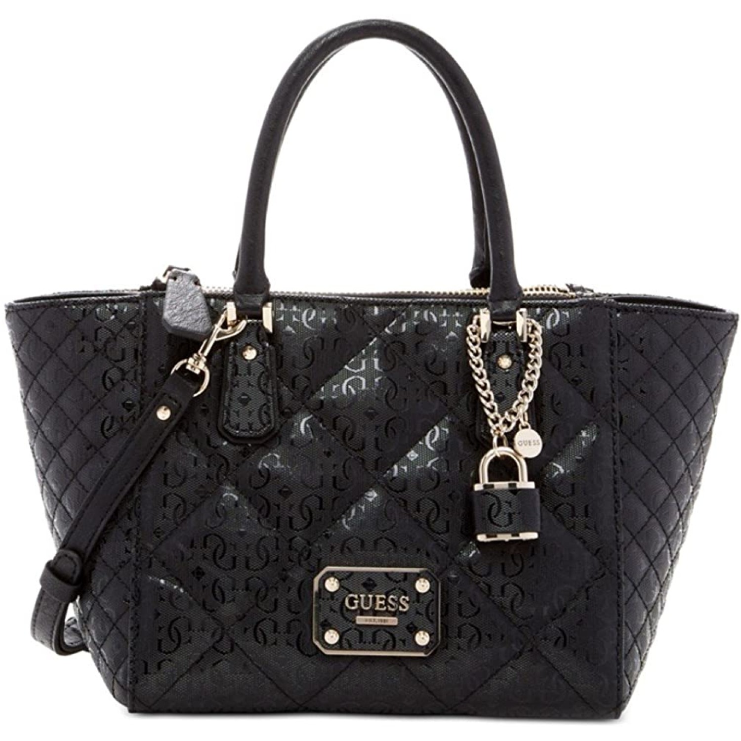 GUESS Ophelia Quilted Satchel Logo Embossed