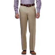 Haggar Men’s Premium No Iron Classic Fit Expandable Waist Flat Front Pants (Khaki, 36×29)