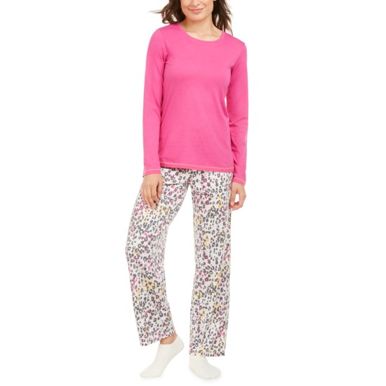  Matching Pajama & Socks 3-pc Set, Rose Violet, Small