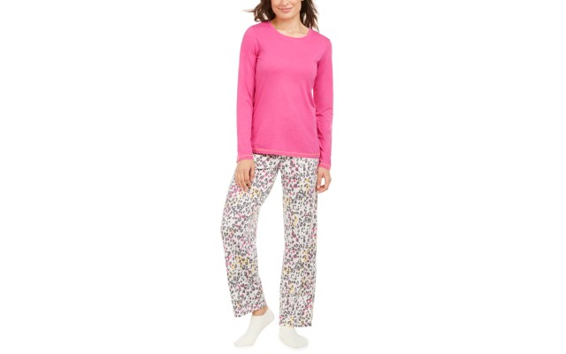  Matching Pajama & Socks 3-pc Set, Rose Violet, Small