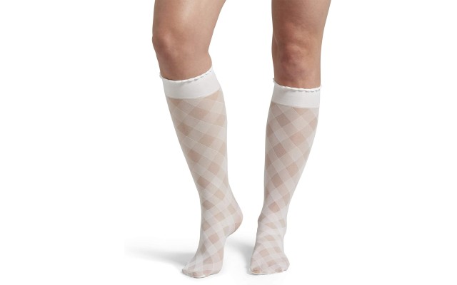  Women’s Fashion Sheer Knee Hi Socks, White