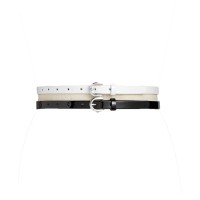 INC International Concepts 2-for-1 Patent Belts (Black/White, L)