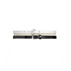 INC International Concepts 2-for-1 Patent Belts (Black/White, L)