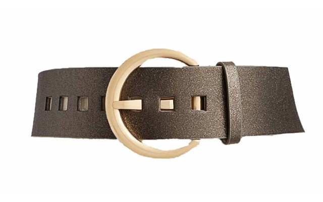  Oversized Crescent-Buckle Belt (Bronze, Large)