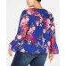  Plus Size Floral Surplice Blouses Tops