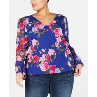 INC International Concepts Plus Size Floral Surplice Blouses Tops