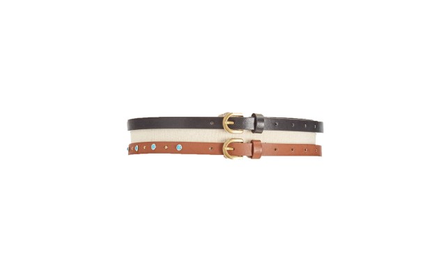  Studded 2-For-1 Belts, Black/Brown, XL
