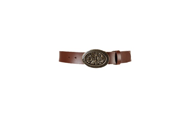  Women’s Faux Leather Rose Plaque Belt (Brown, XL)